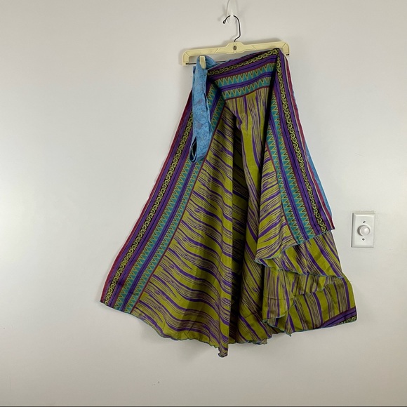 Reversible Upcycled Magic Sari Wrap Maxi Skirts BIN128 - Picture 2 of 6